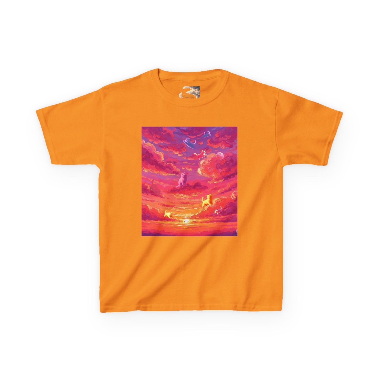 CLOUD KITTIES Alit In The Fuchsia Sunset  Sky Kids Tee - Perfect for Summer Picnics, Birthday Gifts, Outdoor Adventures, Family Gatherings, Graphic T-Shirt for Kids