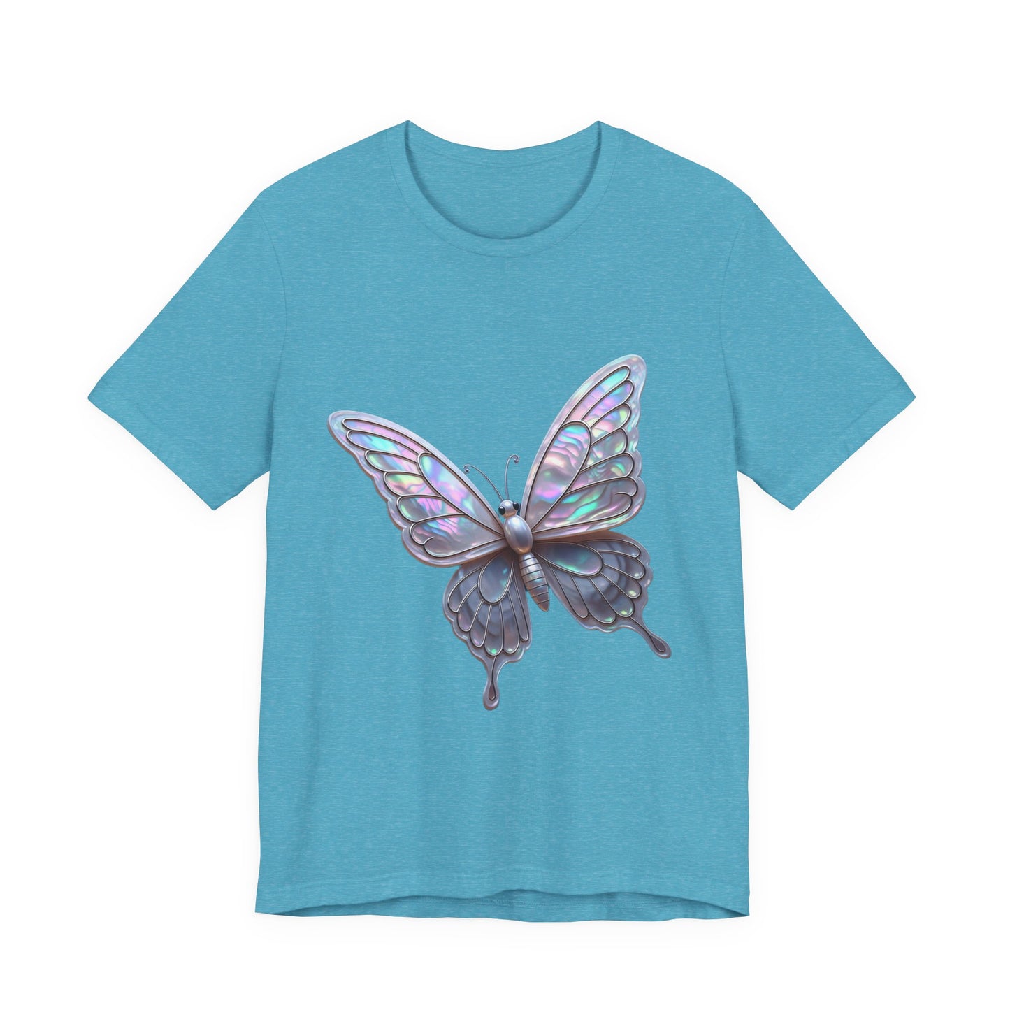 Iridescent Butterfly Tee, Nature Lover Shirt, Casual Graphic Tee, Gift for Her, Spring Fashion, Butterfly Graphic T-Shirt