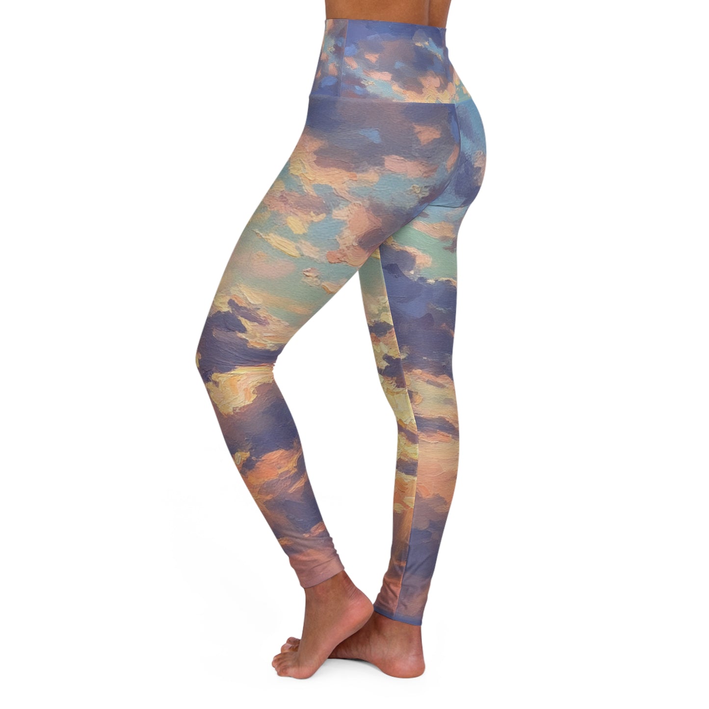 Cloudkissed Sunset High-Waist Yoga Leggings — Pastel Sunset All-Over Print