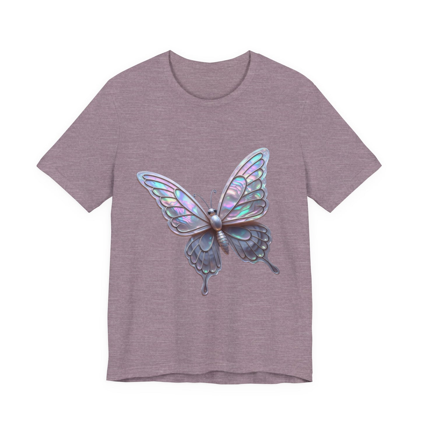 Iridescent Butterfly Tee, Nature Lover Shirt, Casual Graphic Tee, Gift for Her, Spring Fashion, Butterfly Graphic T-Shirt