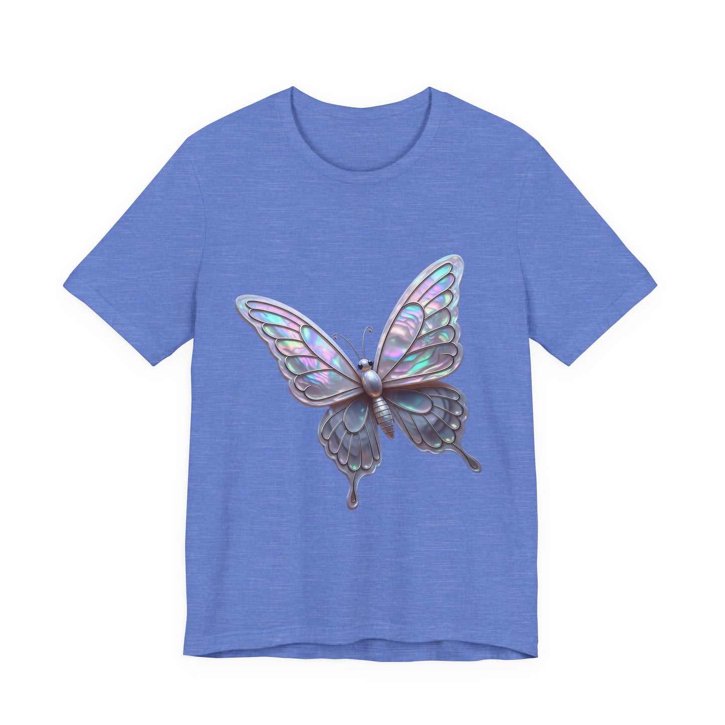 Iridescent Butterfly Tee, Nature Lover Shirt, Casual Graphic Tee, Gift for Her, Spring Fashion, Butterfly Graphic T-Shirt