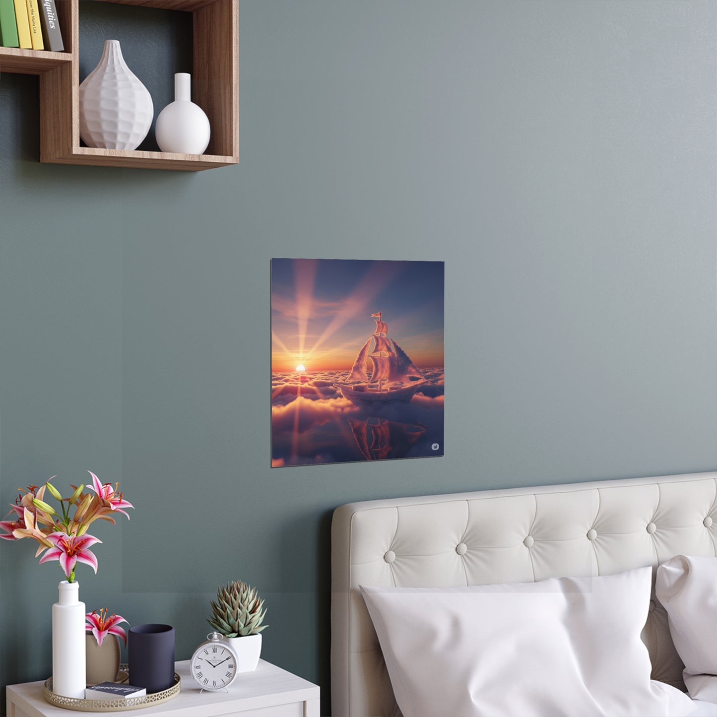 Dreamy Silk Poster, Nautical Home Decor, Sunset Art, Cloudscape Wall Art, Outdoor & Indoor Decoration