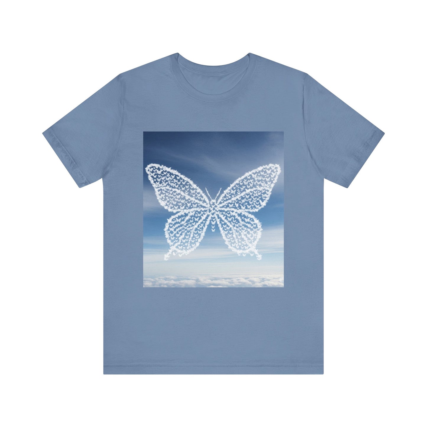 Flutter of Cloud Butterflies in the shape of a butterfly Graphic Tee, , T-Shirt, Spring Fashion, Nature Lover Gift, Casual Wear