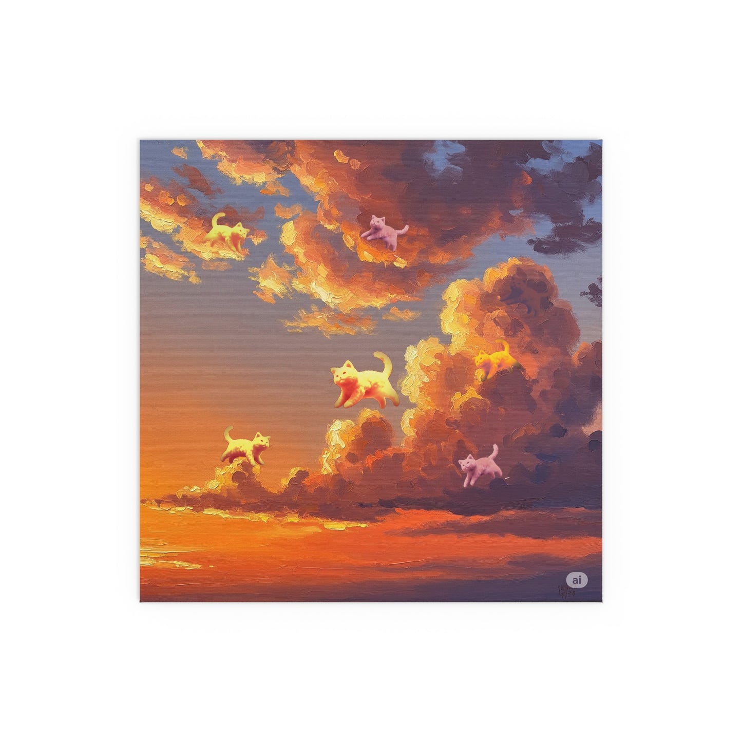 Cloud Heaven Cloud Nine Feline Gorgeous Sunset Cloud Kitty Silk Posters of Dreamy Clouds, Wall Art, Indoor Decor, Outdoor Decoration, Gift for Cat Lovers, Cozy Home Vibe