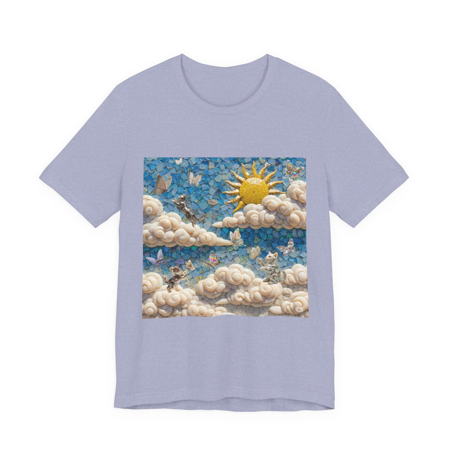 Kitties playing with Butterflies in the Sunny Day Sky  Tee - Enchanting Cloud and Sunshine Design, Perfect for Nature Lovers, Gifts, Summer Vibe, Bright Casual Wear