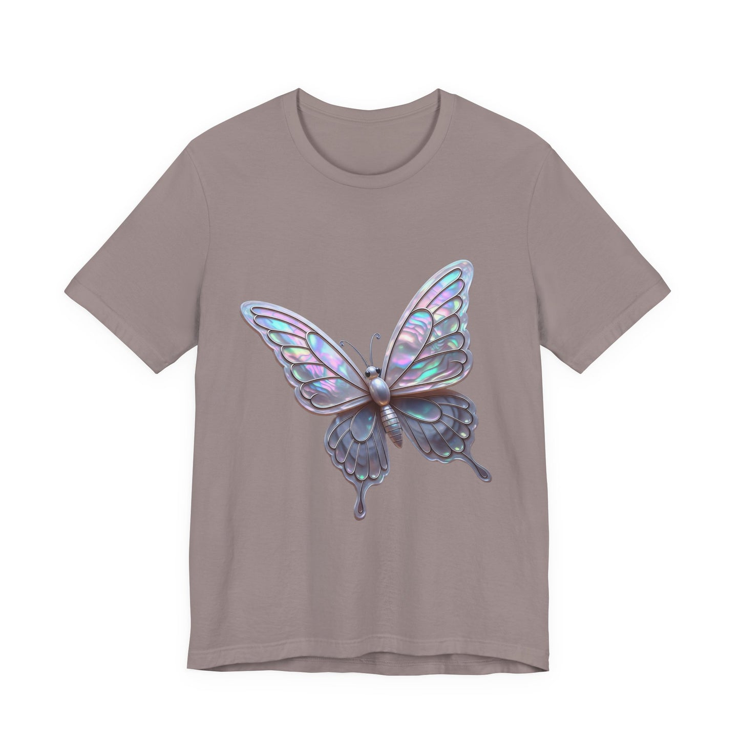 Iridescent Butterfly Tee, Nature Lover Shirt, Casual Graphic Tee, Gift for Her, Spring Fashion, Butterfly Graphic T-Shirt