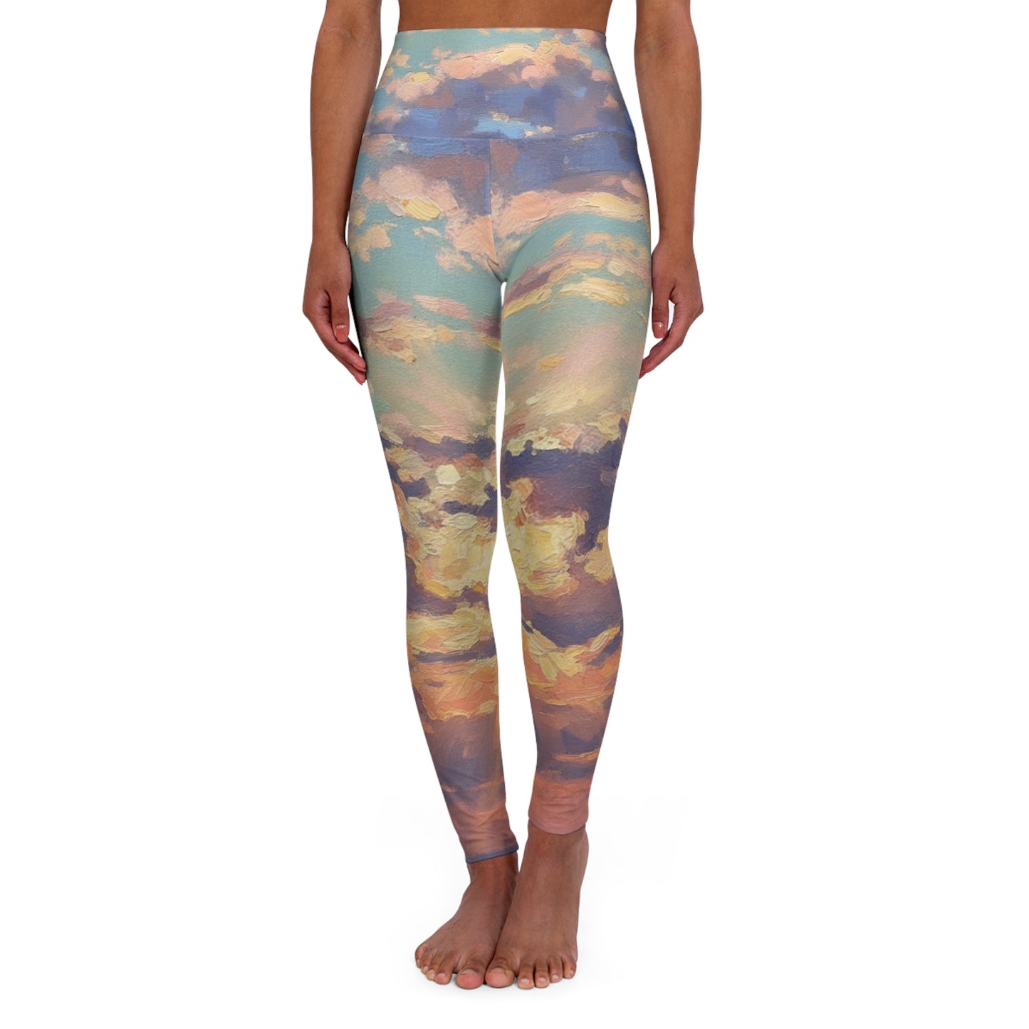 Cloudkissed Sunset High-Waist Yoga Leggings — Pastel Sunset All-Over Print