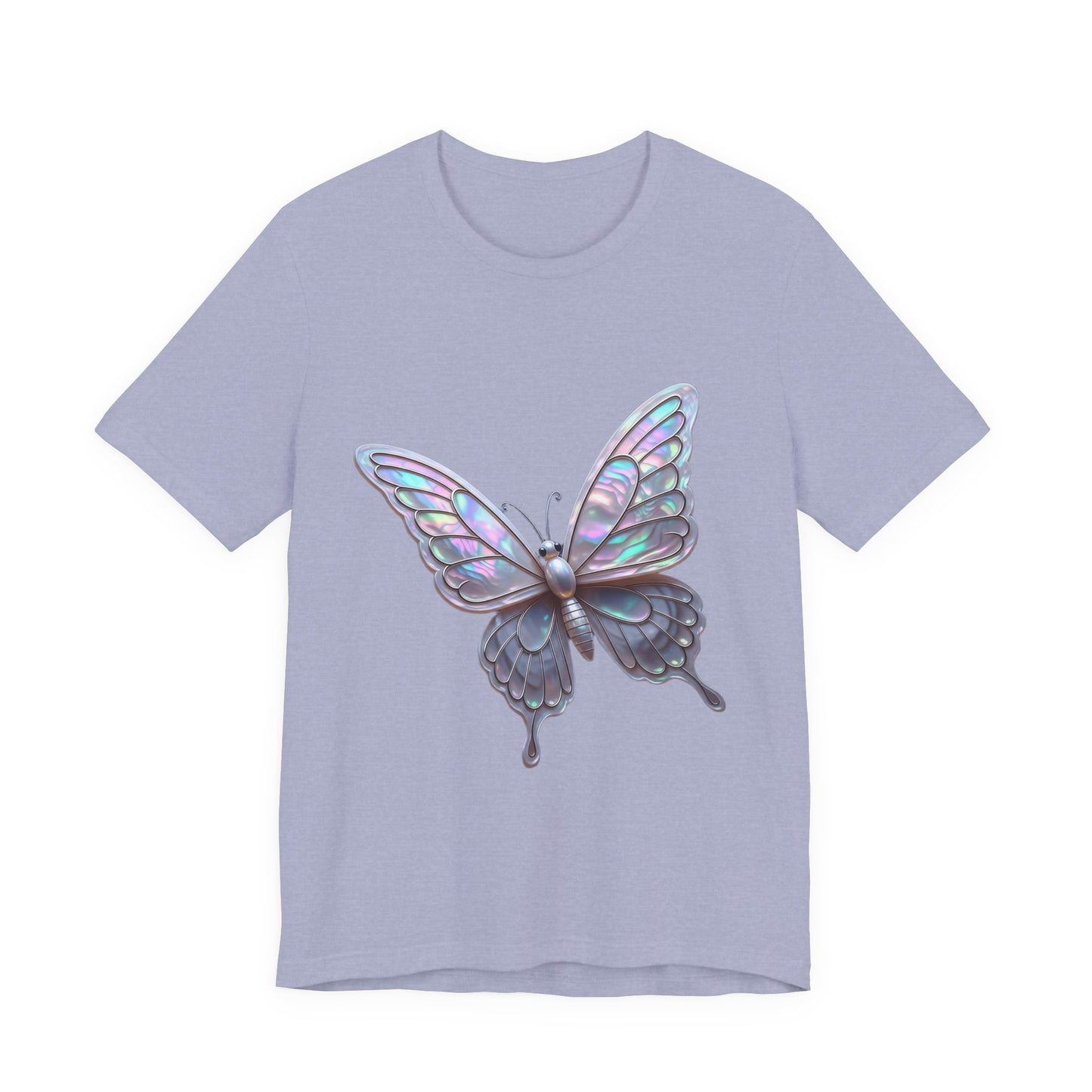 Iridescent Butterfly Tee, Nature Lover Shirt, Casual Graphic Tee, Gift for Her, Spring Fashion, Butterfly Graphic T-Shirt