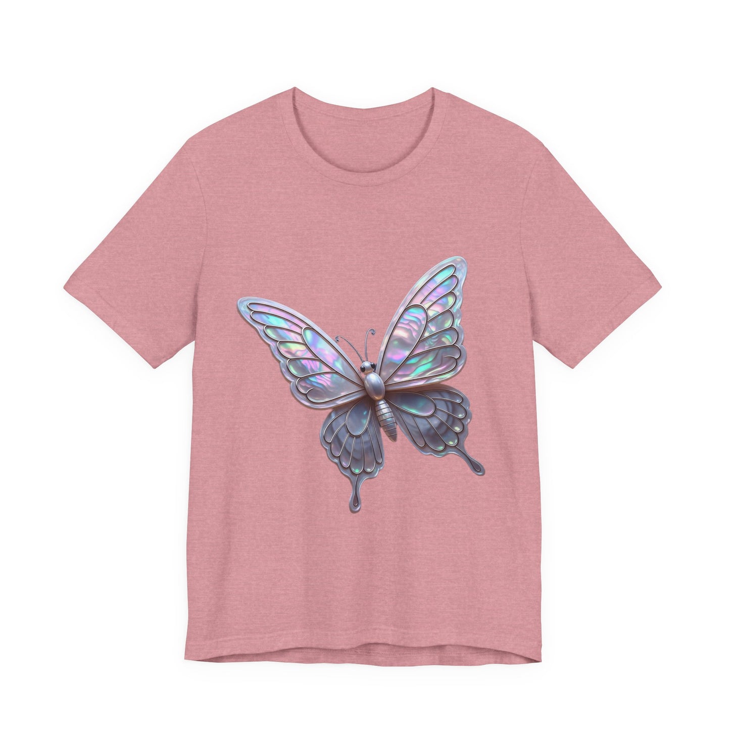Iridescent Butterfly Tee, Nature Lover Shirt, Casual Graphic Tee, Gift for Her, Spring Fashion, Butterfly Graphic T-Shirt