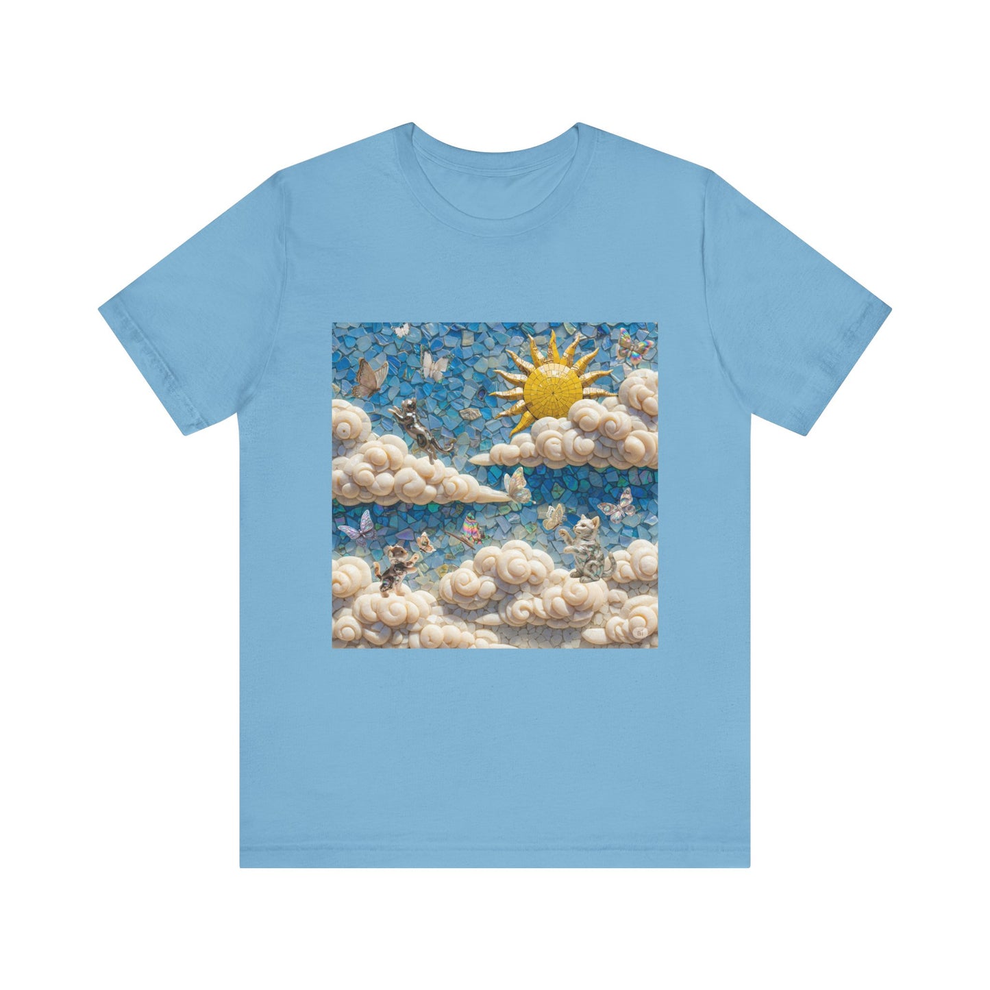 Kitties playing with Butterflies in the Sunny Day Sky  Tee - Enchanting Cloud and Sunshine Design, Perfect for Nature Lovers, Gifts, Summer Vibe, Bright Casual Wear