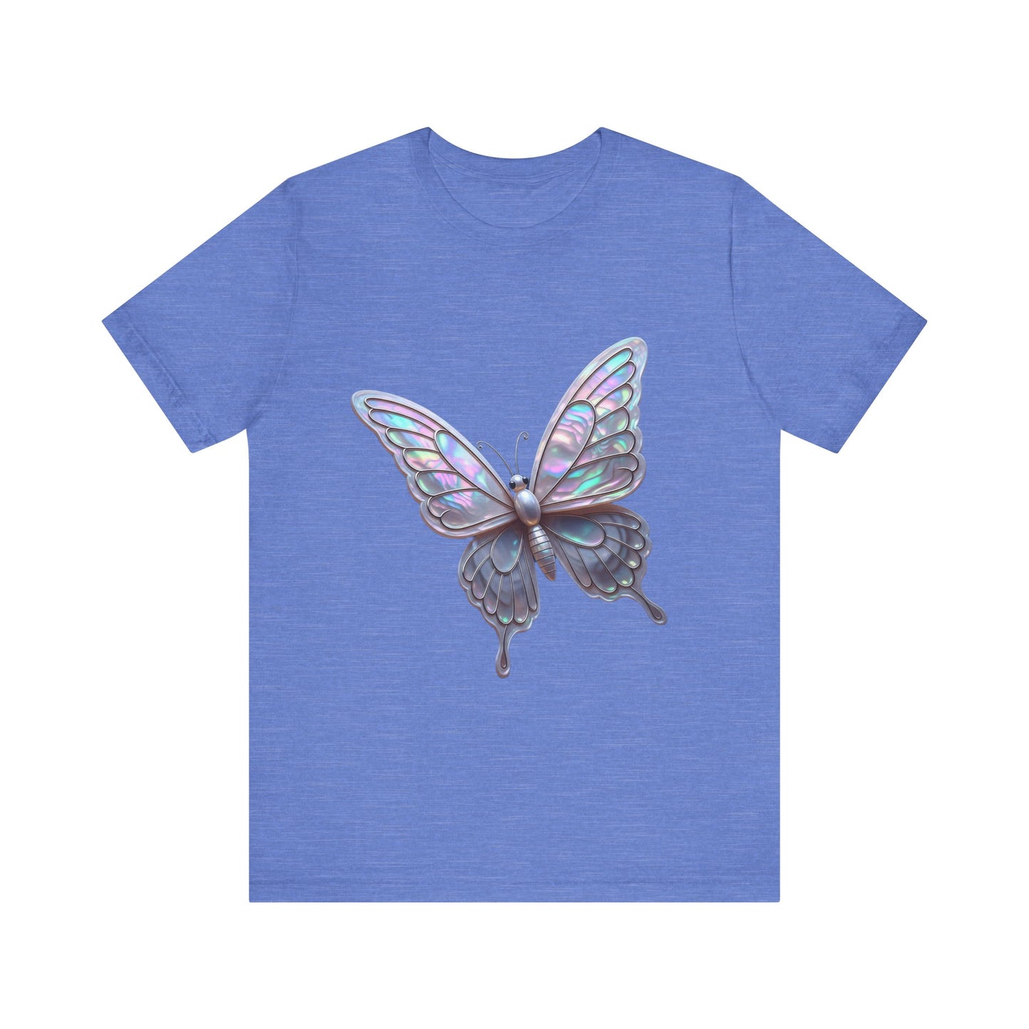 Iridescent Butterfly Tee, Nature Lover Shirt, Casual Graphic Tee, Gift for Her, Spring Fashion, Butterfly Graphic T-Shirt