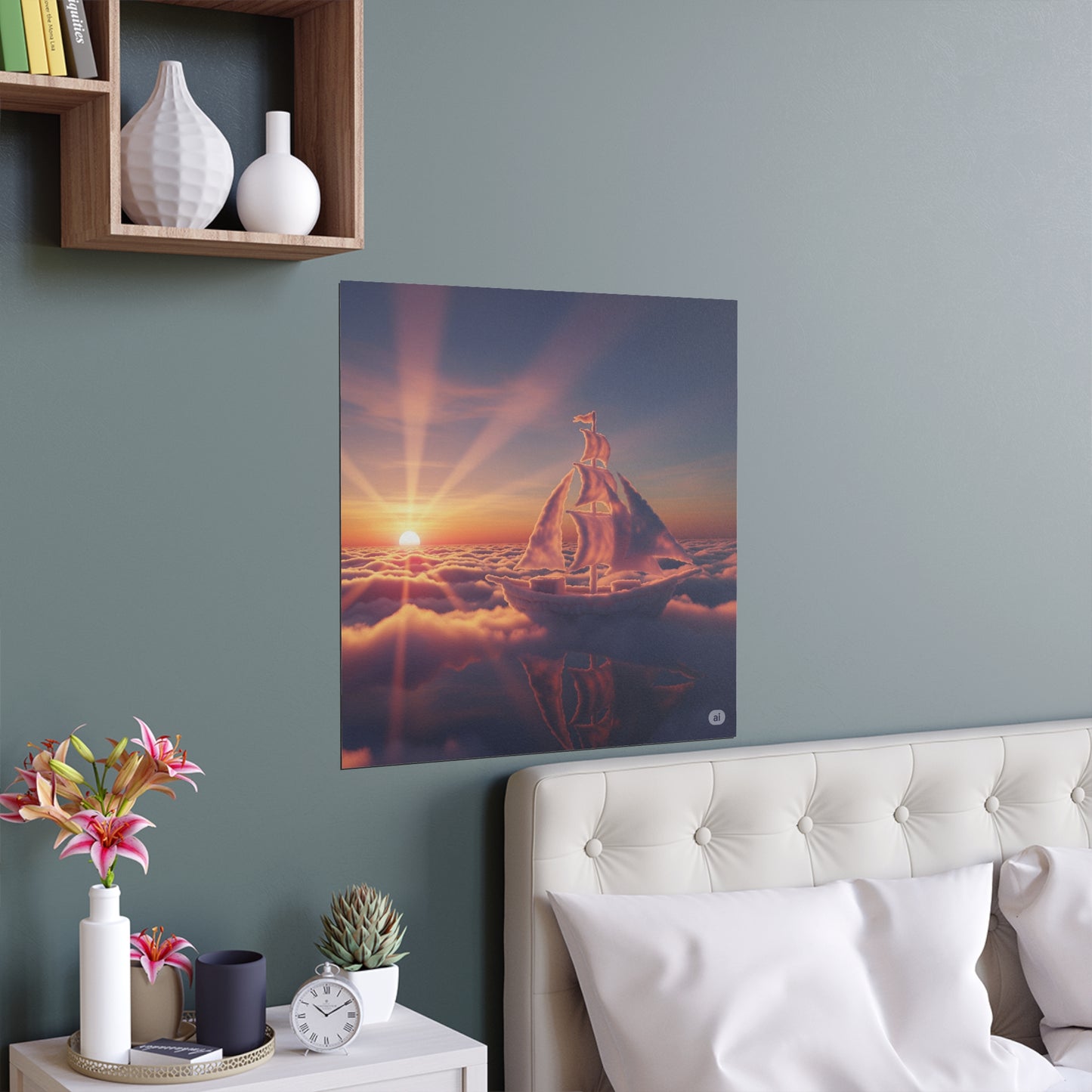 Dreamy Silk Poster, Nautical Home Decor, Sunset Art, Cloudscape Wall Art, Outdoor & Indoor Decoration