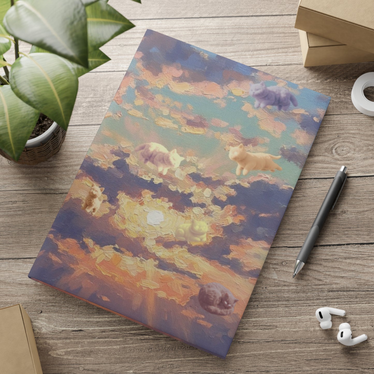 Kitty Dreamscape Hardcover Notebook — Puffy Cover Journaling Gift