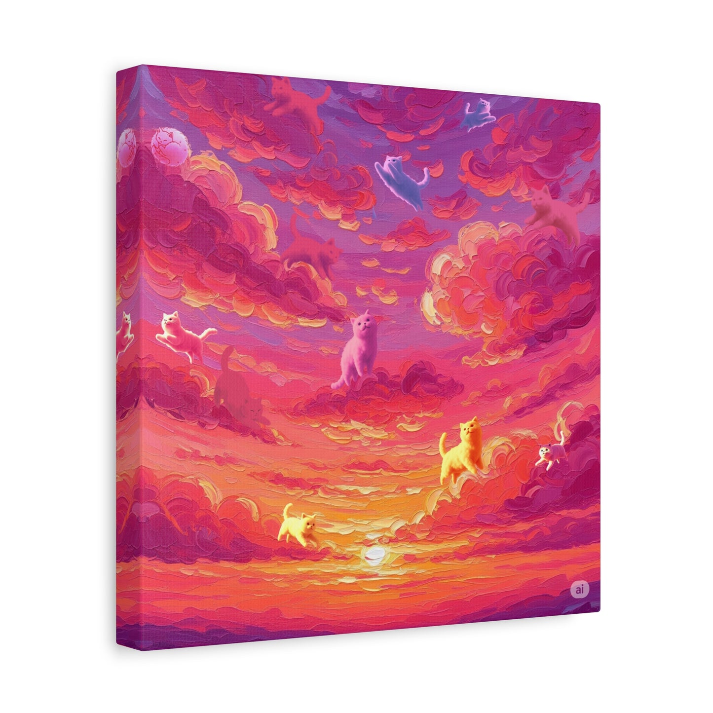 Dreamy Pet Canvas Print, Pink Sunset Sky Art, Dog and Cat Lovers Wall Decor, Perfect Gift for Animal Lovers, Home Decoration