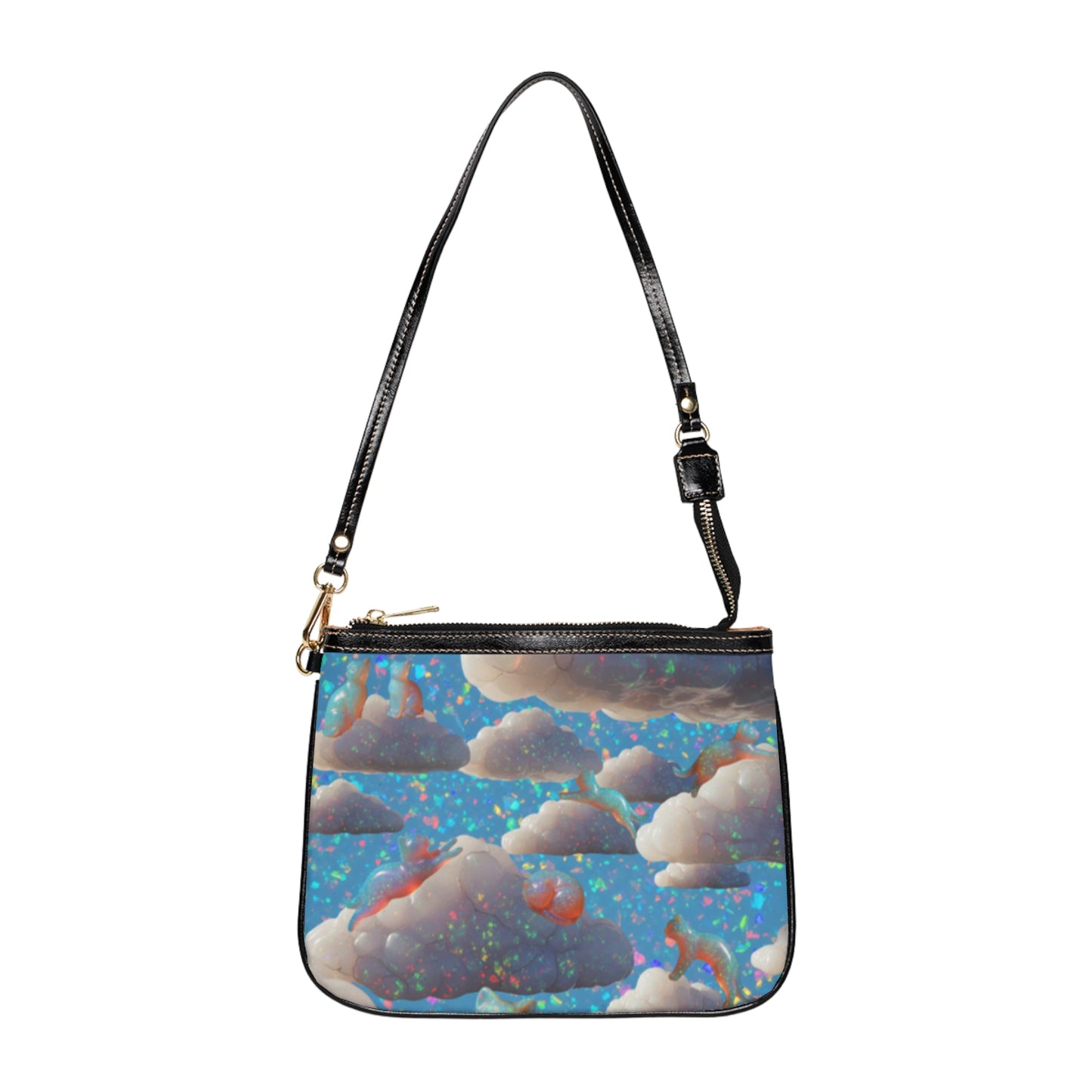 Cloud Kitty Opal Cloudtopia Treasures Small Shoulder Bag, Cute Everyday Purse, Gifts for Her, Festival Bag, Cosmic Bag, Fashion Accessory
