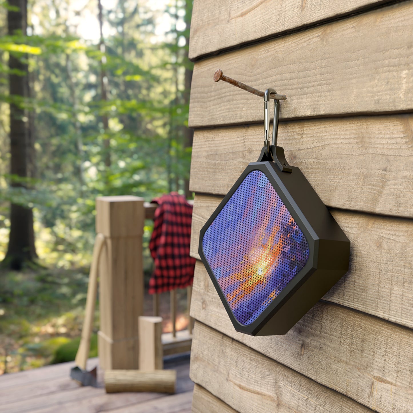 Lilac and Periwinkle Sunset Bluetooth Speaker: Portable Speaker for Camping, Hiking, Beach, Festivals, Gift for Music Lovers