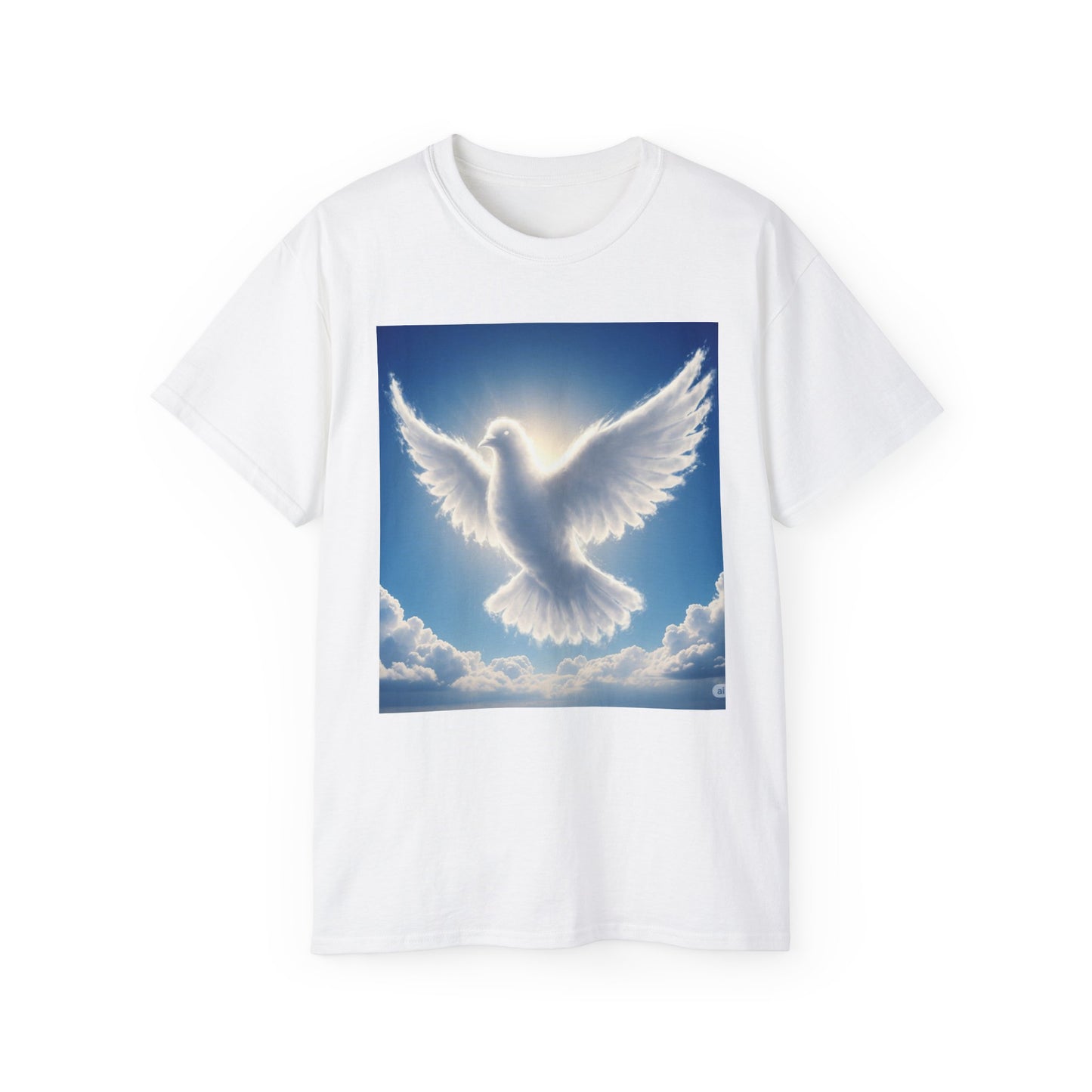 Heavenly Dove & Cross Tee | Spiritual, Faith, Inspirational Shirt, Gift for Believers, Cloud Art T-Shirt, Religious Apparel