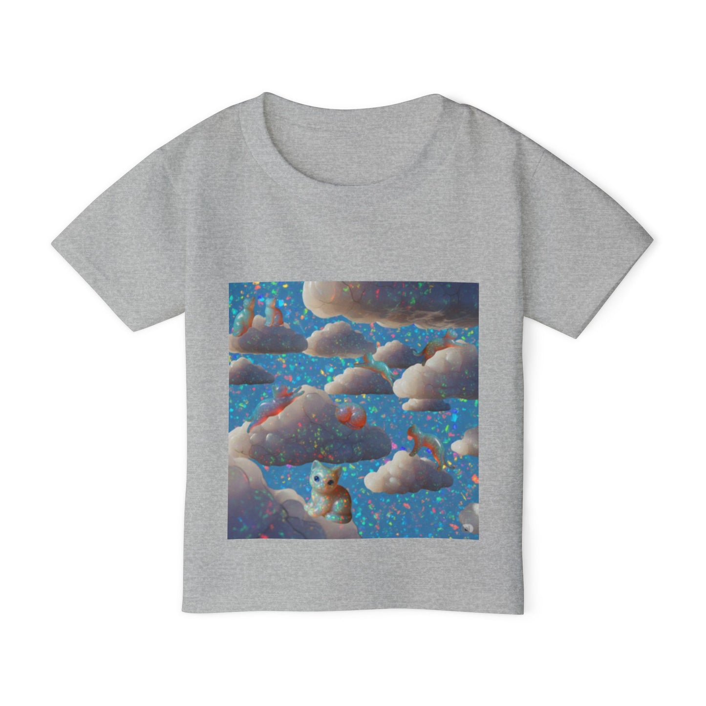 Opal Kitty Cloudtopia Wonderland Dreamy Sparkly Rainbow Glitter Toddler T-Shirt, Cute Opal Cloud Design for Kids, Funny Sparkly Birthday Gift, Soft Cotton Tee, Toddler Sparkly Kitty Apparel for Playtime