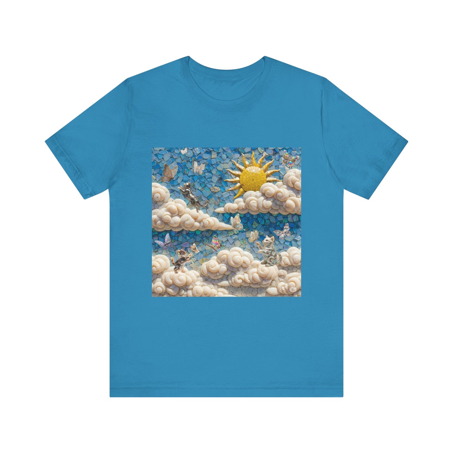 Kitties playing with Butterflies in the Sunny Day Sky  Tee - Enchanting Cloud and Sunshine Design, Perfect for Nature Lovers, Gifts, Summer Vibe, Bright Casual Wear