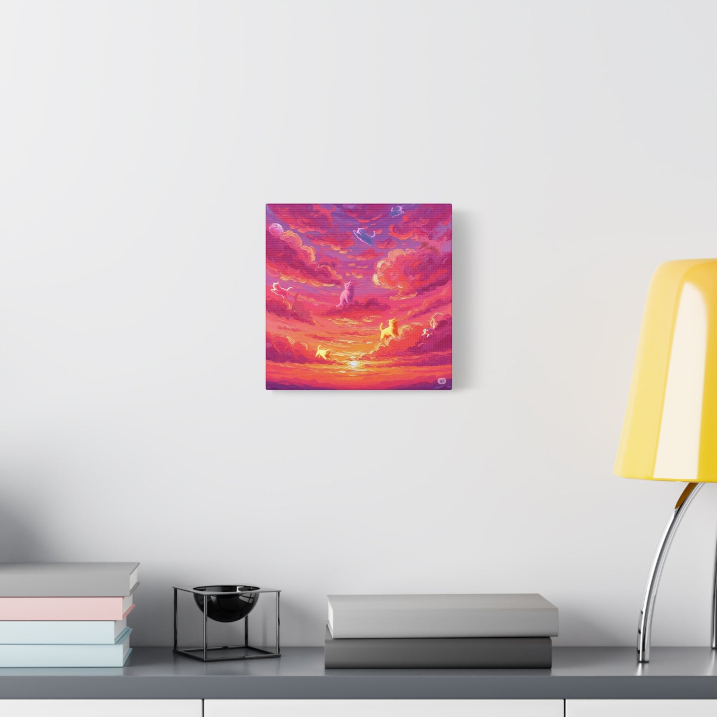 Dreamy Pet Canvas Print, Pink Sunset Sky Art, Dog and Cat Lovers Wall Decor, Perfect Gift for Animal Lovers, Home Decoration