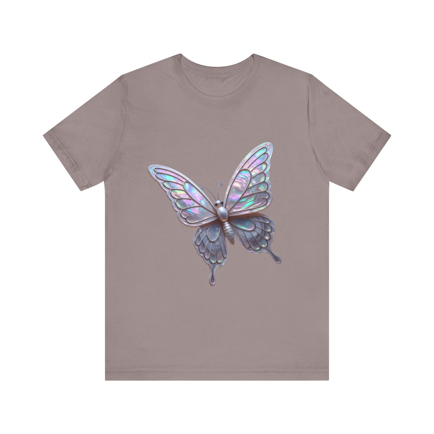 Iridescent Butterfly Tee, Nature Lover Shirt, Casual Graphic Tee, Gift for Her, Spring Fashion, Butterfly Graphic T-Shirt