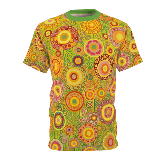 Vibrant Floral Cut & Sew Tee, Colorful Summer Shirt, Bohemian Style Tee, Unique Graphic T-Shirt, Gift for Nature Lovers