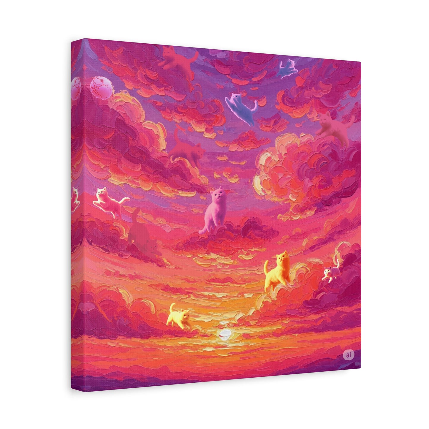 Dreamy Pet Canvas Print, Pink Sunset Sky Art, Dog and Cat Lovers Wall Decor, Perfect Gift for Animal Lovers, Home Decoration