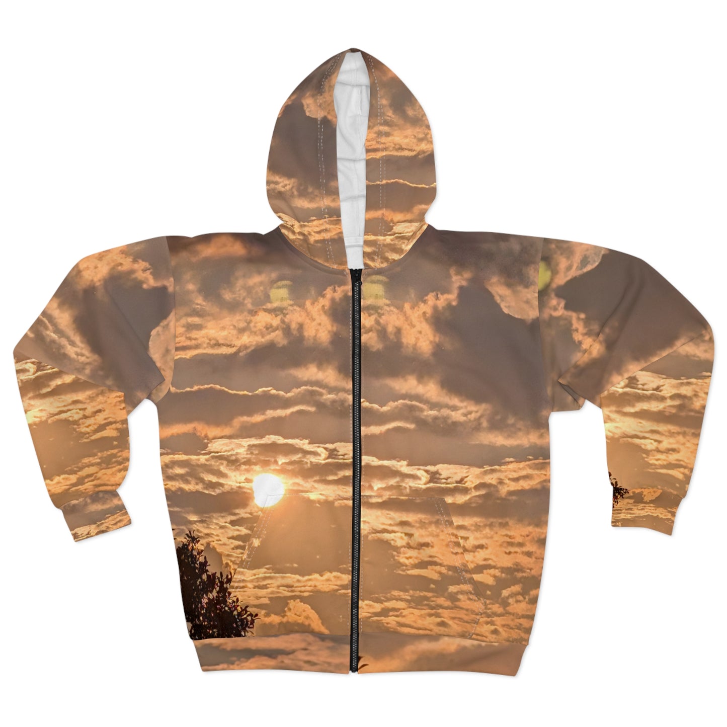 Honey Golden Sunset in the Clouds Zip Hoodie —  Cozy Sunset Hoodie