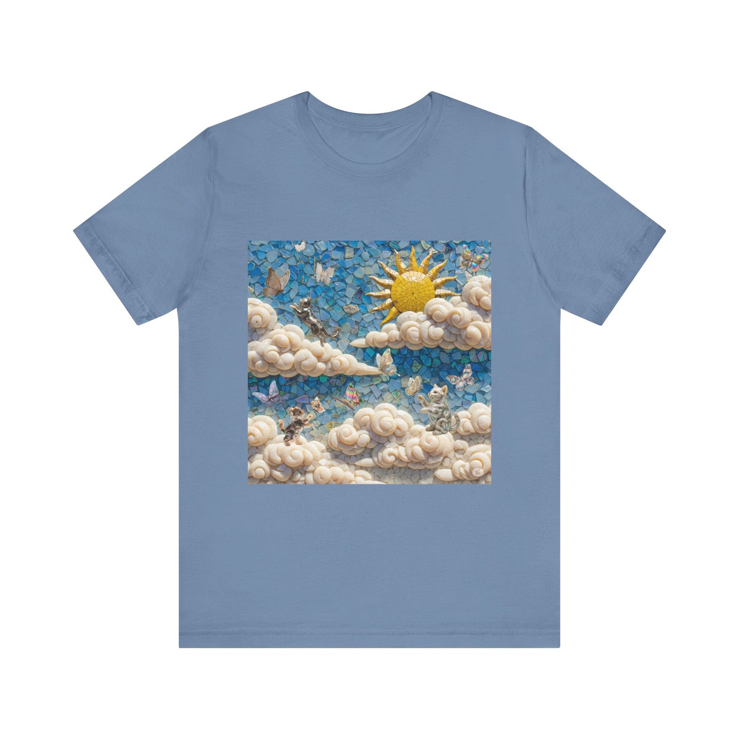 Kitties playing with Butterflies in the Sunny Day Sky  Tee - Enchanting Cloud and Sunshine Design, Perfect for Nature Lovers, Gifts, Summer Vibe, Bright Casual Wear