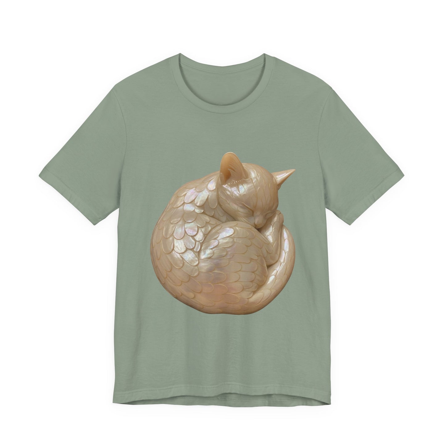 Sleeping Kitty Angel, Jersey Short Sleeve Shirt, Cute Cat T-Shirt, Gift for Cat Owners, Pet Lover Apparel, Casual Wear