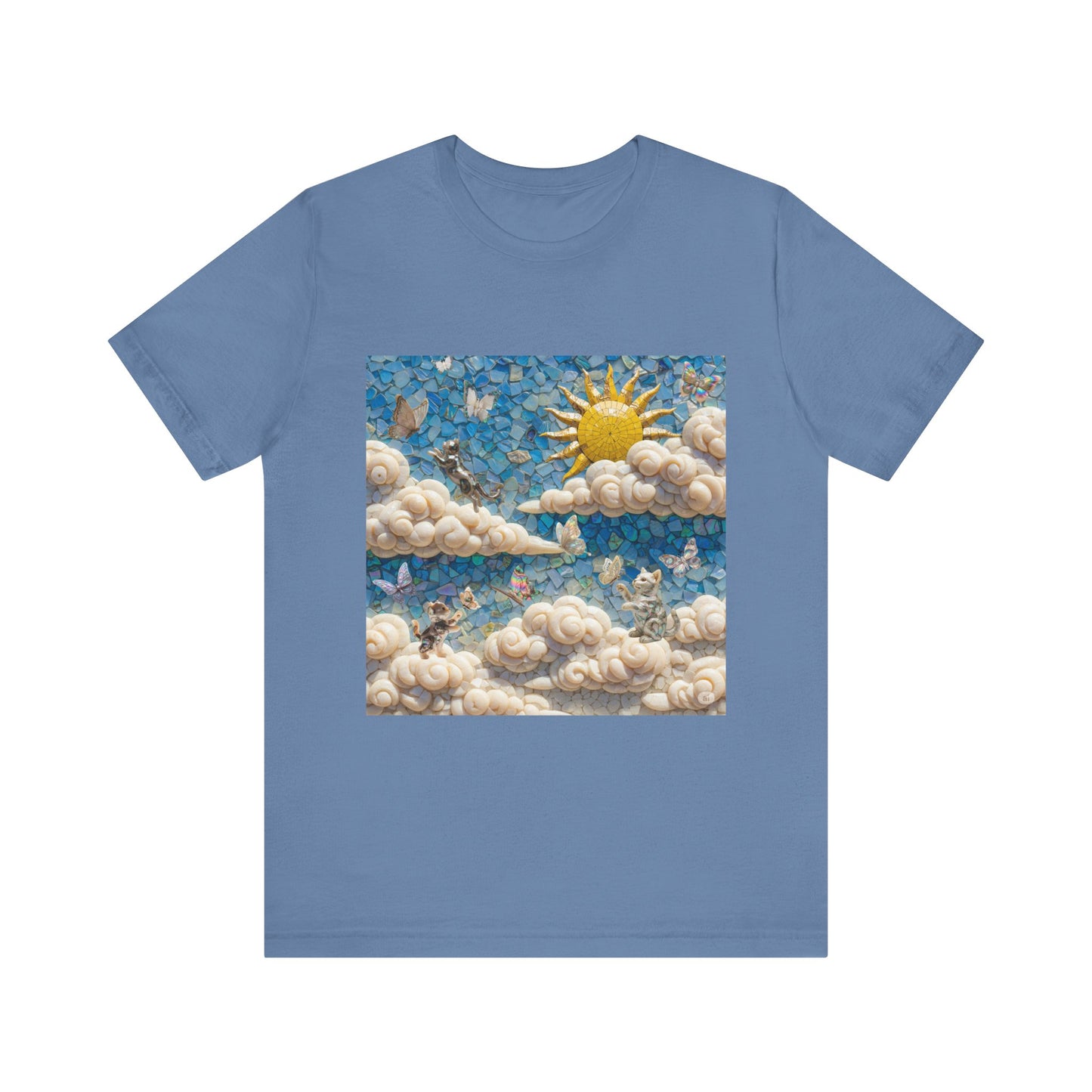 Kitties playing with Butterflies in the Sunny Day Sky  Tee - Enchanting Cloud and Sunshine Design, Perfect for Nature Lovers, Gifts, Summer Vibe, Bright Casual Wear