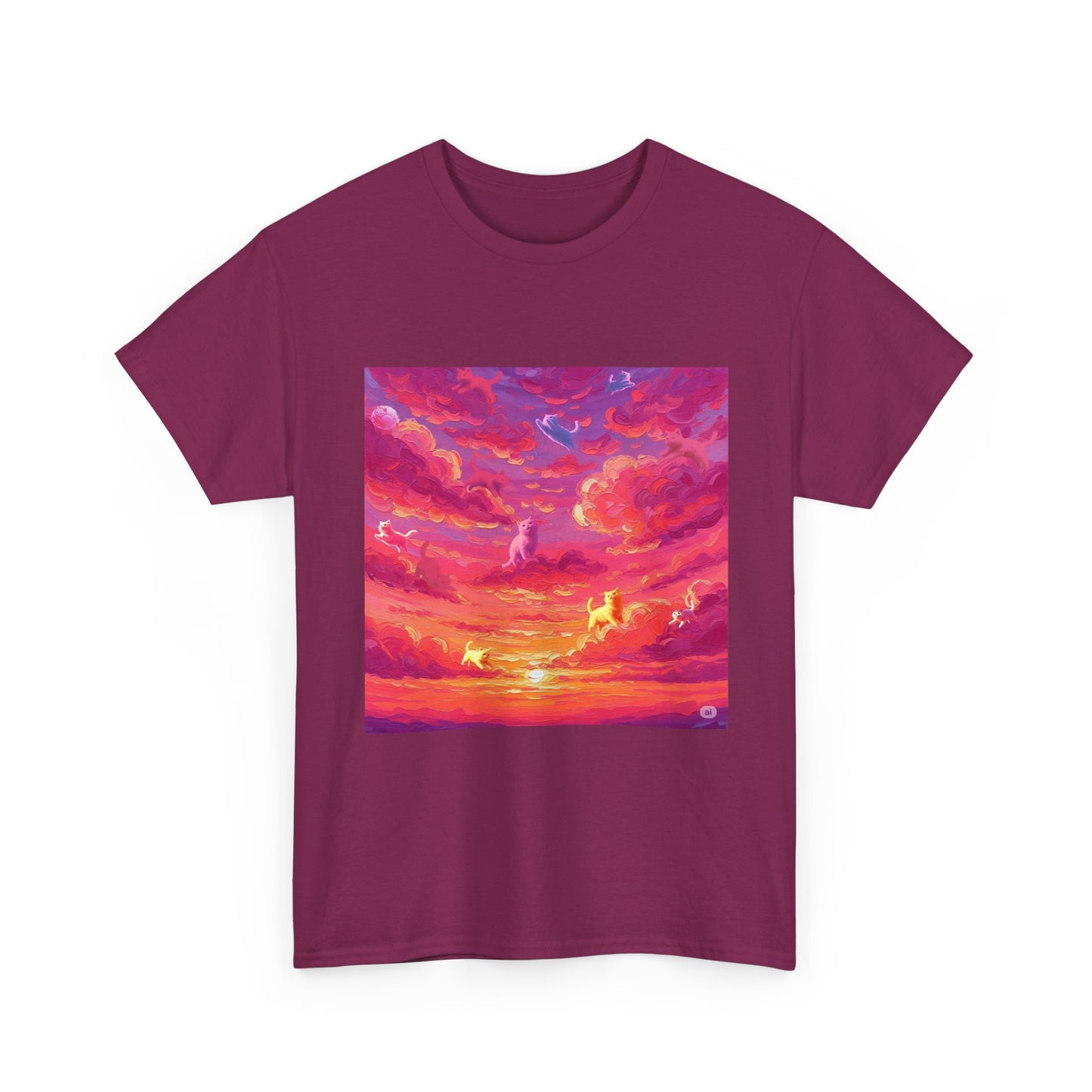 Colorful Sunset Art Unisex Tee, Vibrant Graphic T-Shirt, Beachwear, Summer Festival Top, Gift for Nature Lovers, Cozy Cotton Shirt