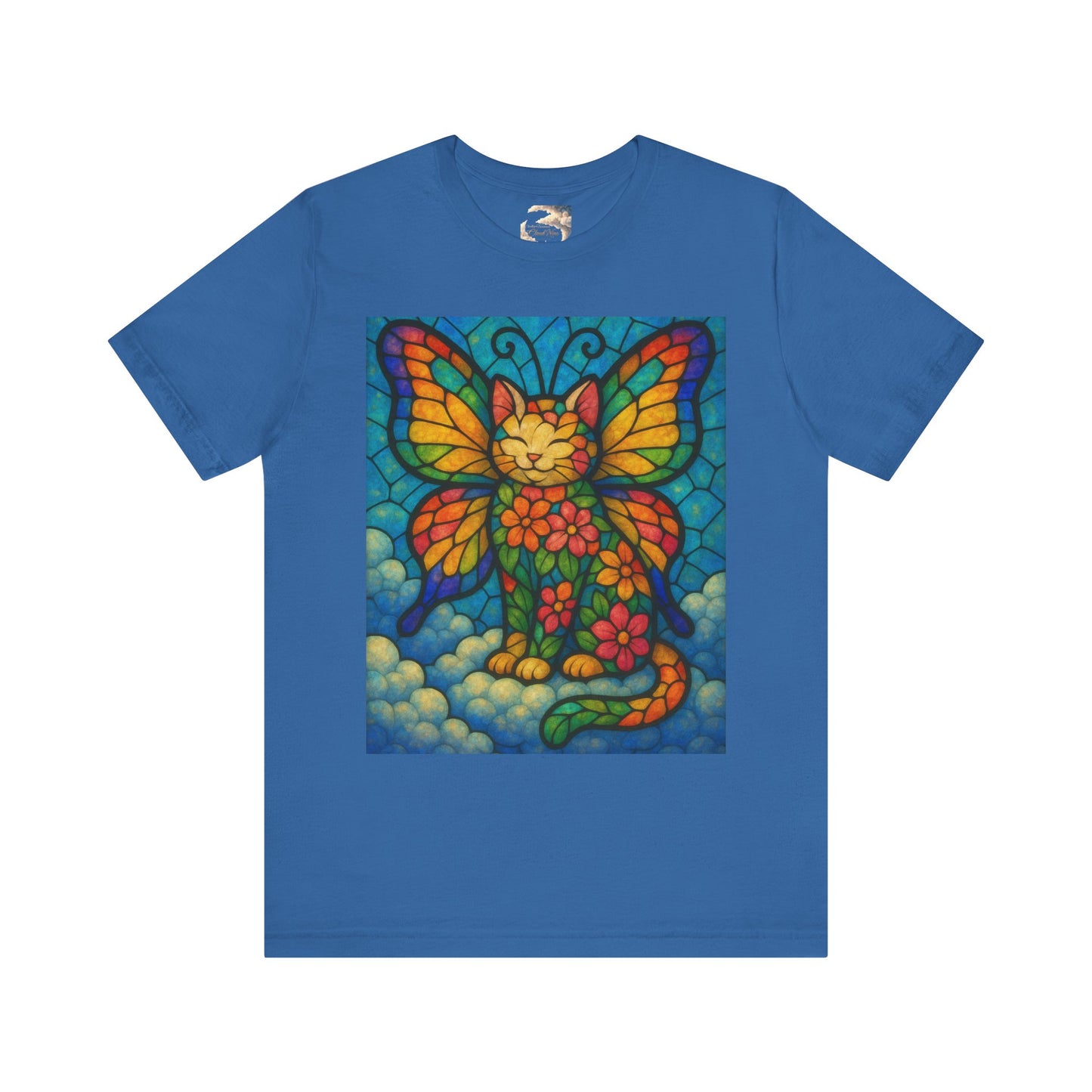 Stained Glass Butterfly Kitty Tee - Whimsical Butterfly Design, Cat Lover Gift, Colorful Shirt for All Occasions, Unique Art Tee, Fun Casual Wear