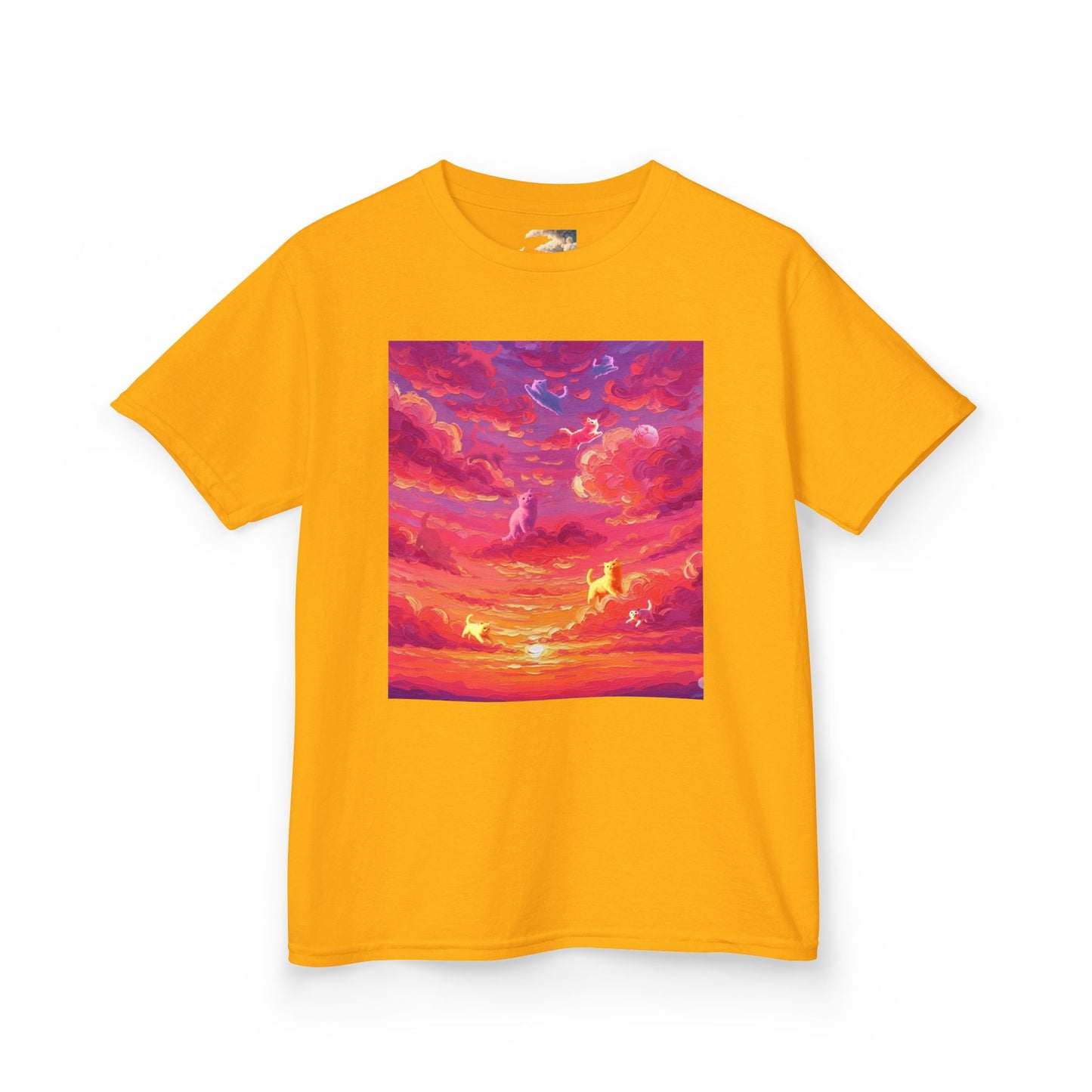 CLOUD KITTIES Alit In The Fuchsia Sunset  Sky Kids Tee - Perfect for Summer Picnics, Birthday Gifts, Outdoor Adventures, Family Gatherings, Graphic T-Shirt for Kids