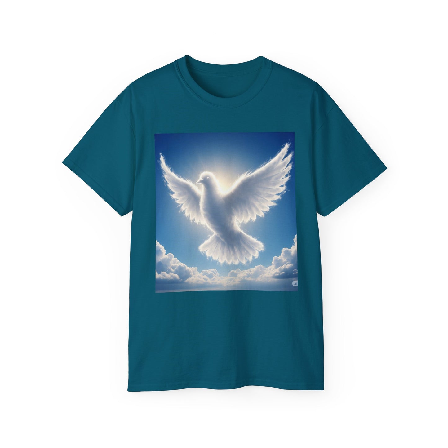 Heavenly Dove & Cross Tee | Spiritual, Faith, Inspirational Shirt, Gift for Believers, Cloud Art T-Shirt, Religious Apparel