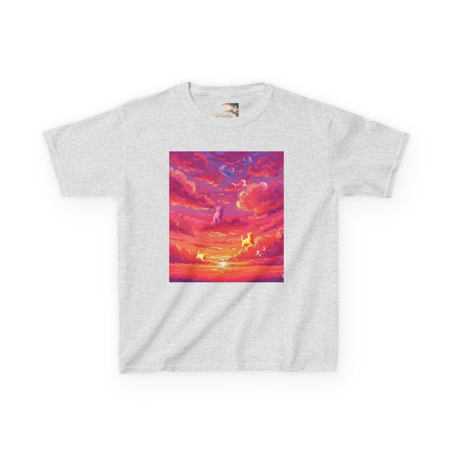 CLOUD KITTIES Alit In The Fuchsia Sunset  Sky Kids Tee - Perfect for Summer Picnics, Birthday Gifts, Outdoor Adventures, Family Gatherings, Graphic T-Shirt for Kids