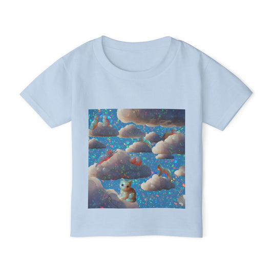 Opal Kitty Cloudtopia Wonderland Dreamy Sparkly Rainbow Glitter Toddler T-Shirt, Cute Opal Cloud Design for Kids, Funny Sparkly Birthday Gift, Soft Cotton Tee, Toddler Sparkly Kitty Apparel for Playtime