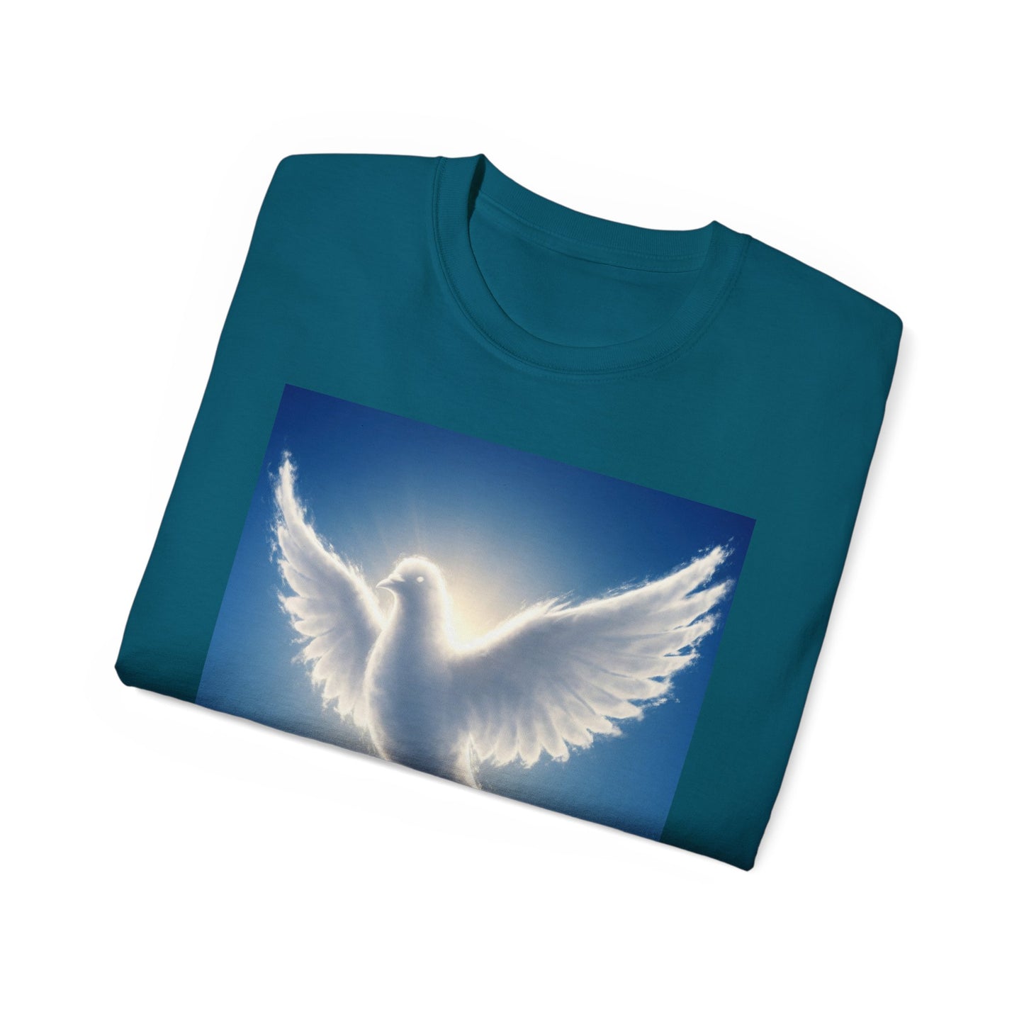 Heavenly Dove & Cross Tee | Spiritual, Faith, Inspirational Shirt, Gift for Believers, Cloud Art T-Shirt, Religious Apparel