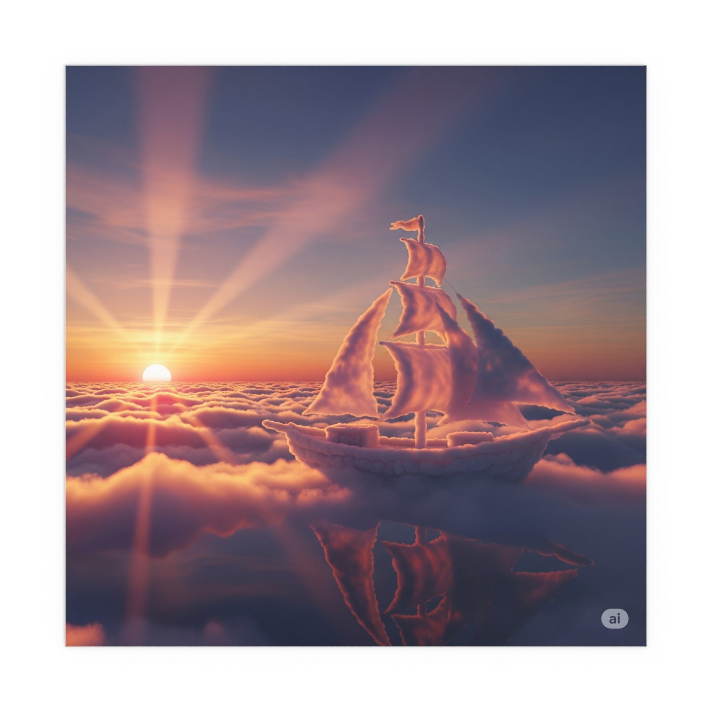 Dreamy Silk Poster, Nautical Home Decor, Sunset Art, Cloudscape Wall Art, Outdoor & Indoor Decoration