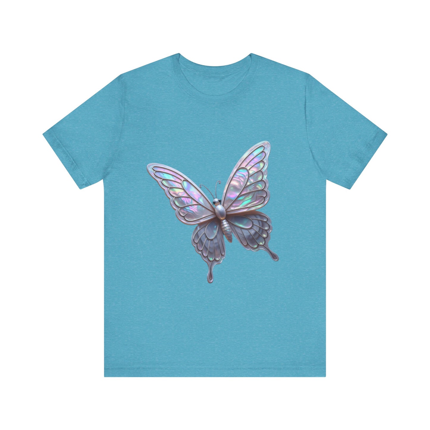 Iridescent Butterfly Tee, Nature Lover Shirt, Casual Graphic Tee, Gift for Her, Spring Fashion, Butterfly Graphic T-Shirt
