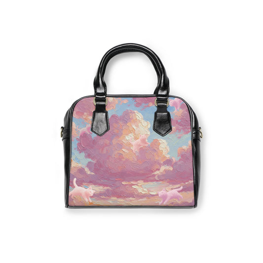 Cotton Candy Kitties in the Clouds Shoulder Handbag, Chic Cloud Bag, Stylish Tote, Perfect Gift for Her, Summer Accessory, Trendy Purse