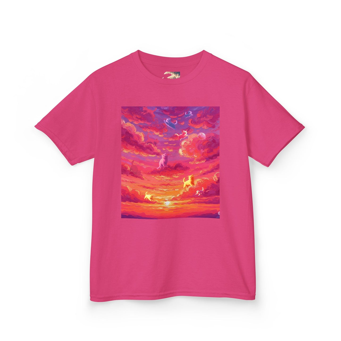 CLOUD KITTIES Alit In The Fuchsia Sunset  Sky Kids Tee - Perfect for Summer Picnics, Birthday Gifts, Outdoor Adventures, Family Gatherings, Graphic T-Shirt for Kids