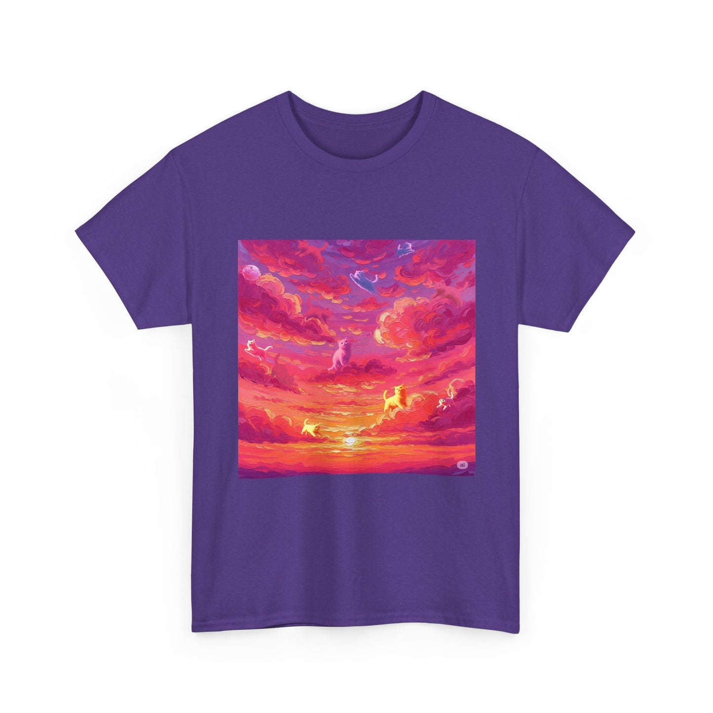 Colorful Sunset Art Unisex Tee, Vibrant Graphic T-Shirt, Beachwear, Summer Festival Top, Gift for Nature Lovers, Cozy Cotton Shirt