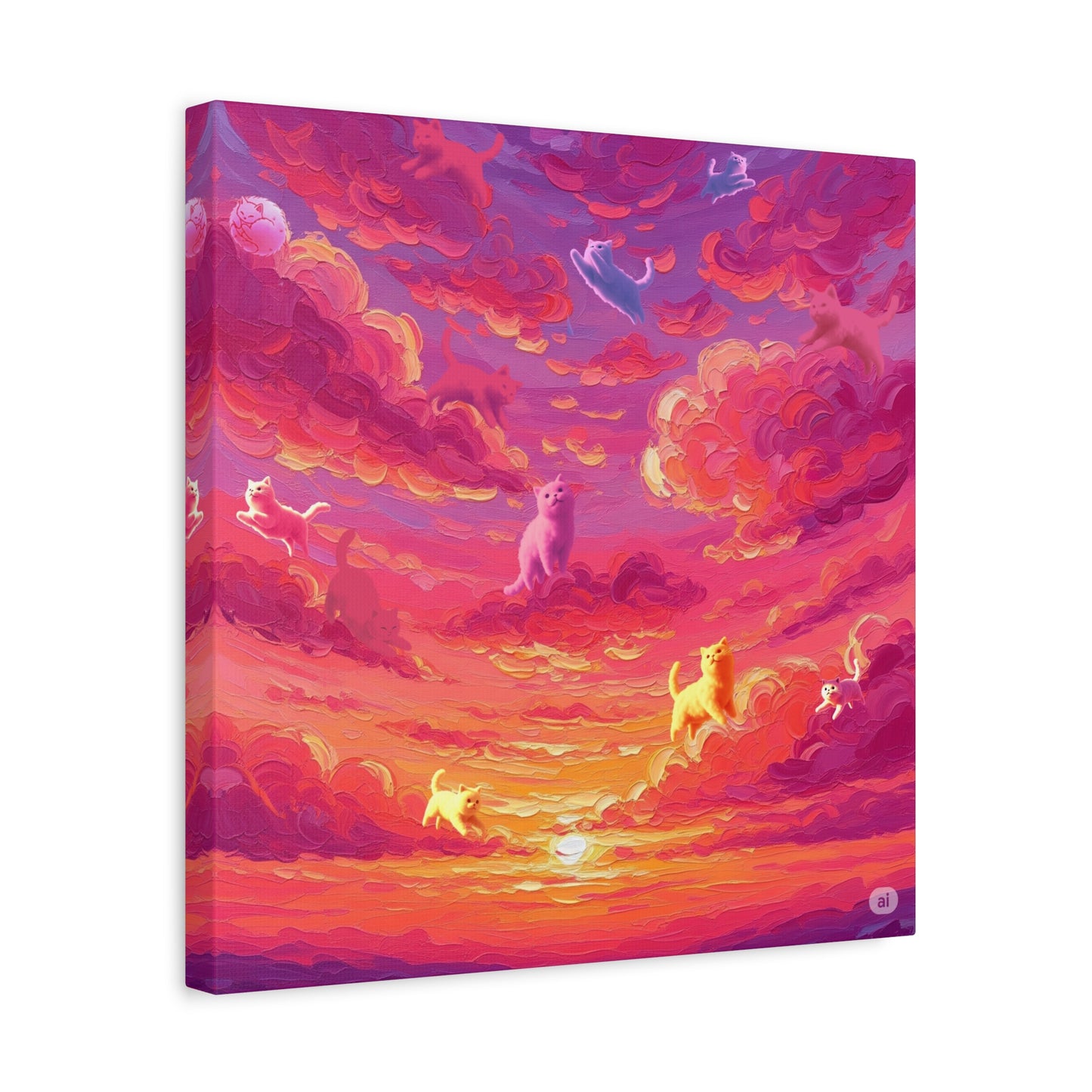 Dreamy Pet Canvas Print, Pink Sunset Sky Art, Dog and Cat Lovers Wall Decor, Perfect Gift for Animal Lovers, Home Decoration