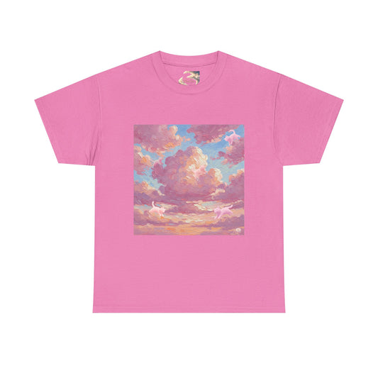Dreamy Sunset Clouds Unisex Heavy Cotton Tee, Sky T-Shirt, Aesthetic Apparel, Gift for Dreamers, Casual Wear