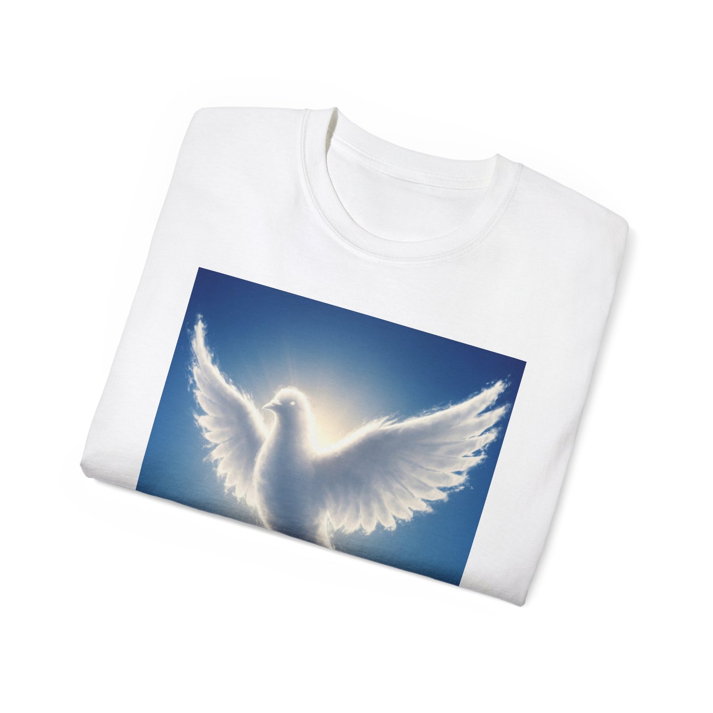 Heavenly Dove & Cross Tee | Spiritual, Faith, Inspirational Shirt, Gift for Believers, Cloud Art T-Shirt, Religious Apparel