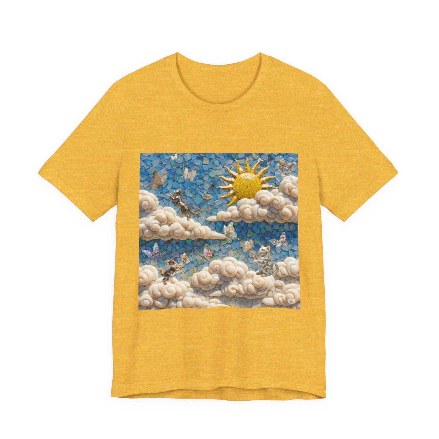 Kitties playing with Butterflies in the Sunny Day Sky  Tee - Enchanting Cloud and Sunshine Design, Perfect for Nature Lovers, Gifts, Summer Vibe, Bright Casual Wear