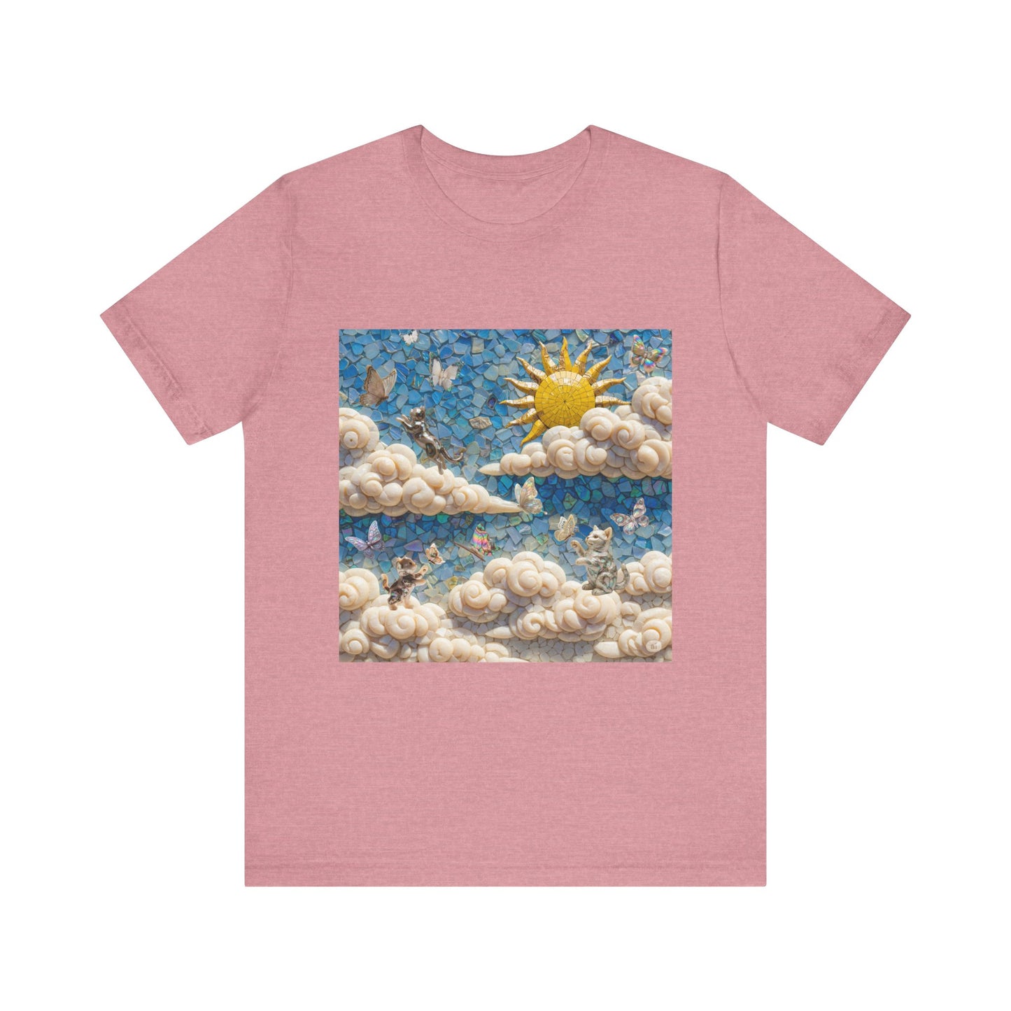 Kitties playing with Butterflies in the Sunny Day Sky  Tee - Enchanting Cloud and Sunshine Design, Perfect for Nature Lovers, Gifts, Summer Vibe, Bright Casual Wear